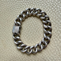 Vintage Swedish Puffy Curb Link Bracelet 830 Silver – 7.5 inch interior circumference