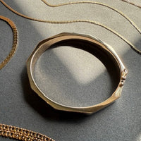 SPECTACULAR!! 10 Sided Geometric Hinged Bangle in 14k Yellow Gold - 1970s era - by Fleming Lund- 6.75 inch