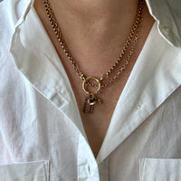 1891 Antique 18k Gold Watch Chain Necklace with Large Bolt Clasp - 18 inch length