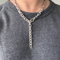 CHUNKY Vintage Sterling Silver Biker Chain Necklace - 21.3 inch length
