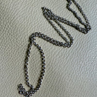 Vintage Silver Swedish Rolo Link Necklace- 32.25 inch length
