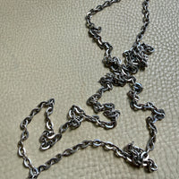 Antique Substantial Silver Oval Cable link Chain Necklace- 59 inch length