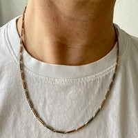 Antique Two Color watch chain necklace - 9k gold - 19.7 inch length hayseed link