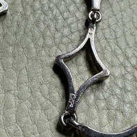 PUIG DORIA Spanish Vintage Chunky Silver Astroid Diamond Link Necklace - 34 inch length