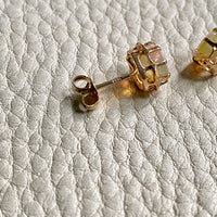 Vintage Opal Earrings in Ruffled 14k gold Setting - 9mm diameter