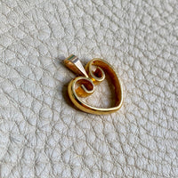23k and 18k gold Swedish handmade heart pendant - early 20th century era