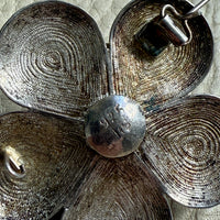 1950s Sterling Silver Filigree Flower Brooch - 1.8 inch diameter