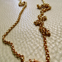 1986 - Vintage 18k Gold Long Length Rolo Link Necklace - 34.7 inch length