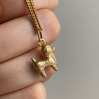 18k gold curly haired dog - poodle, doodle - pendant or charm