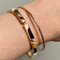 1955 Swedish Vintage 18k Gold Round Circular Solid Bangle - 7.9 inch interior circumference