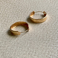 Classic 18k solid gold hoop earrings - just under 1 inch diameter