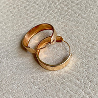 Classic 18k solid gold hoop earrings - just under 1 inch diameter