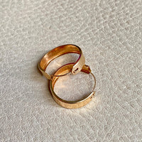 Classic 18k solid gold hoop earrings - just under 1 inch diameter