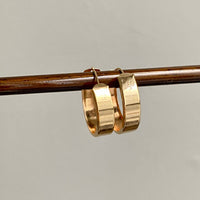 Classic 18k solid gold hoop earrings - just under 1 inch diameter