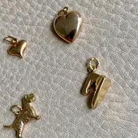 18k gold Swedish vintage charm or pendant - Embellished Heart with Red Stone