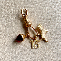 18k gold Swedish vintage charm or pendant - Number '13'