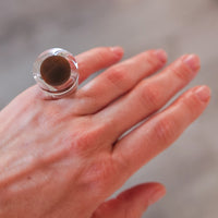 Vintage Siv Lagerström Chocolate Brown Optical Acrylic Ring – Size 5