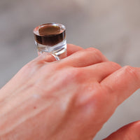 Vintage Siv Lagerström Chocolate Brown Optical Acrylic Ring – Size 5