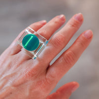 Vintage Siv Lagerström Green Optical Acrylic Ring – Size 6.5