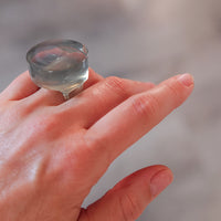 Vintage Siv Lagerström Smoky Blue Acrylic Ring – Size 6.5