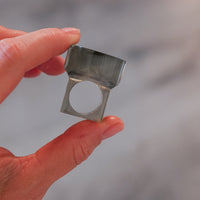Vintage Siv Lagerström Smoky Blue Acrylic Ring – Size 6.5