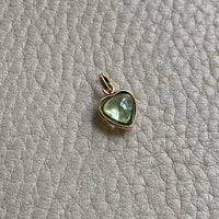 18k gold transparent green stone puffy heart pendant or charm