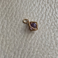 18k gold caged amethyst pendant or charm