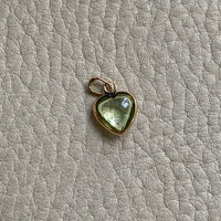 18k gold transparent green stone puffy heart pendant or charm