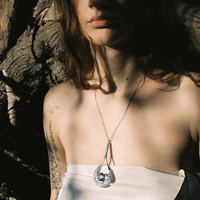 1974 Sterling Silver Droplet Pendant with Rock Crystal by Stigbert for Waldemar Johnson Atelier - 20 inch necklace