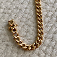 18k yellow gold vintage curb link bracelet - 7.8 inch length