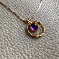 18k gold swedish vintage amethyst cabochon pendant necklace