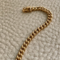 18k yellow gold vintage curb link bracelet - 7.8 inch length