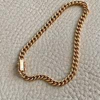 18k yellow gold vintage curb link bracelet - 7.8 inch length