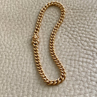 18k yellow gold vintage curb link bracelet - 7.8 inch length