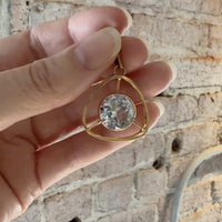 Swedish Vintage Rounded Triangle Pendant in 18k gold with Large Faceted Crystal Quartz Stone - Signed