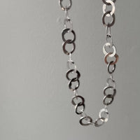 Silver Handmade Flat Circles Chain Necklace - 36 inch length