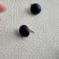 Excellent! 18k Gold set with Black Jet Vintage early 20th Century era Dome Earrings