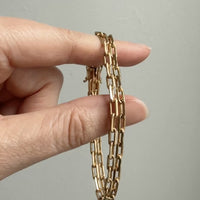 1977 Double Biker Chain Bracelet with Elongated Links - Vintage 18k Gold - 7.4 inch length
