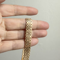 1943 Vintage Silky 18k Gold Wide Link Bracelet with Charm - 6.5 inch length
