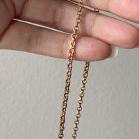 Midcentury era 18k Gold Necklace - Rolo Link Variation Chain Necklace - 17.5 inch length