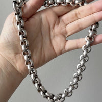 MEGA ROLO!! Heavy 228 gram Silver Rolo Link Necklace with Large Bolt Clasp - 17.5 inch length