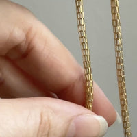 Vintage Slinky 14k Gold Basket Link in the Round - Signed Necklace - 23 inch length