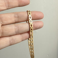 Slinky 18k Gold Vintage Midcentury Brick Link Bracelet - 7.3 inch length