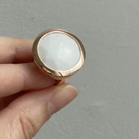 18k Gold Vintage Italian Cocktail Ring with Faceted White Stone - Size 7