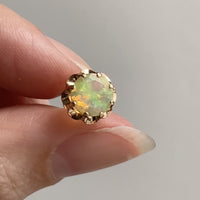 Vintage Opal Earrings in Ruffled 14k gold Setting - 9mm diameter