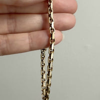 Vintage Biker Link Bracelet in 14k solid gold - Signed EEJ - 7.6 inch length
