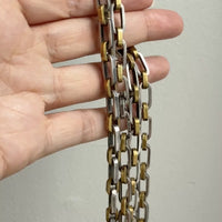 UNIQUE Chunky Sterling Silver with Alternating Gilt Links - Taxco Link Necklace - 24 inch length