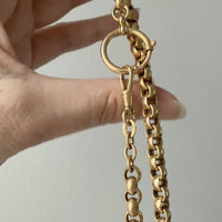 Antique 18k Gold Rolo Link Watch chain Necklace Setup with Large Bolt clasps - 21.75 inch total length
