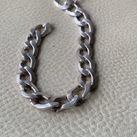 Handmade Chunky Pressed Curb Chain Bracelet in Solid Silver - Vintage Polish - 8.5 inch