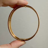 SUBLIME Midcentury Era Smooth 11.5mm Wide 18k gold Hinged Bangle - 7.25 inch interior circumference